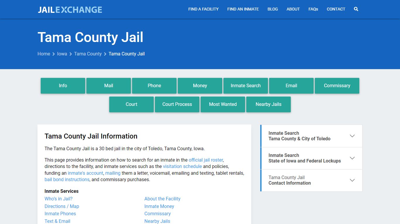 Tama County Jail, IA Inmate Search, Information